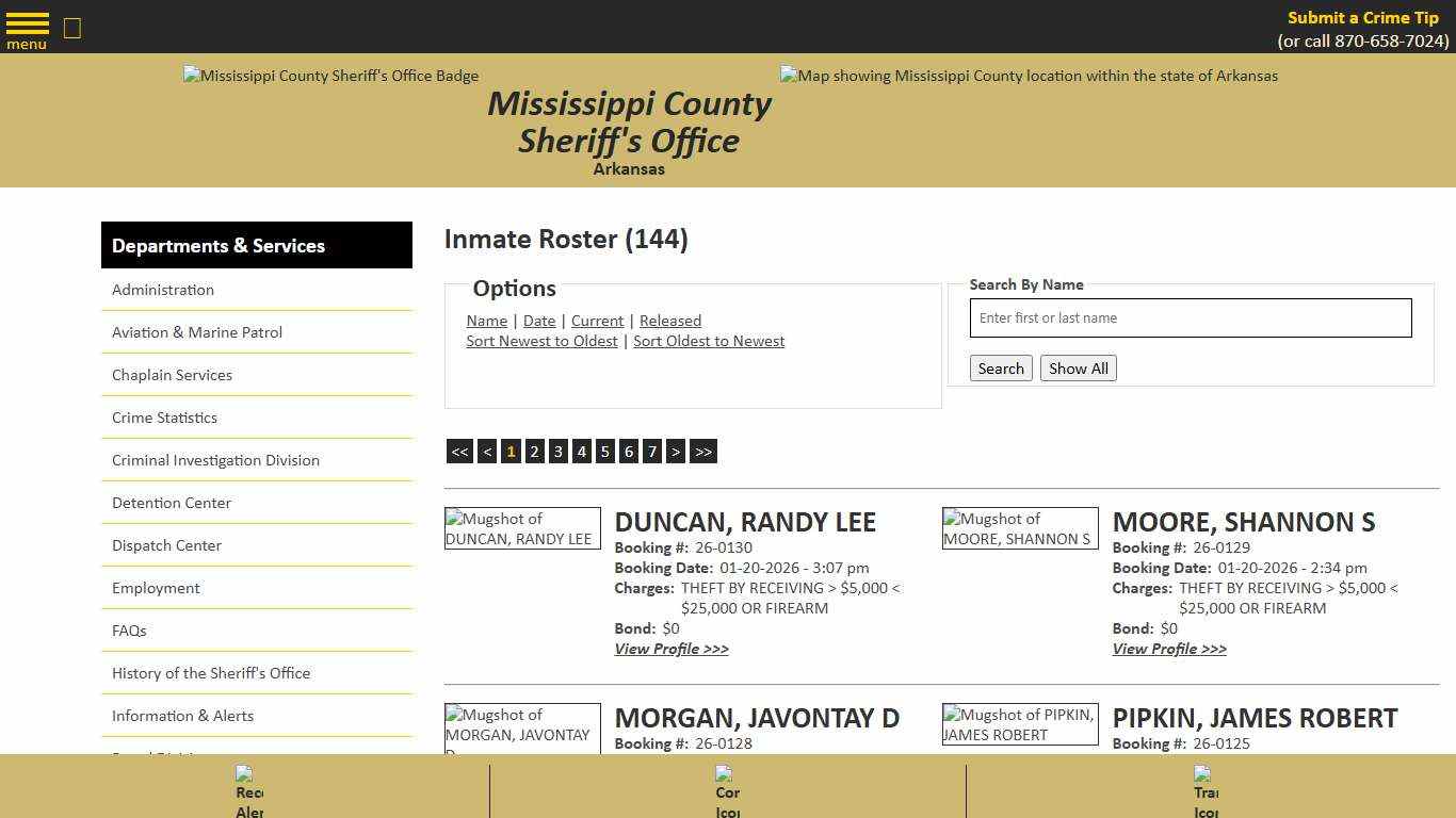 Inmate Roster - Current Inmates Booking Date Descending - Mississippi County AR Sheriff